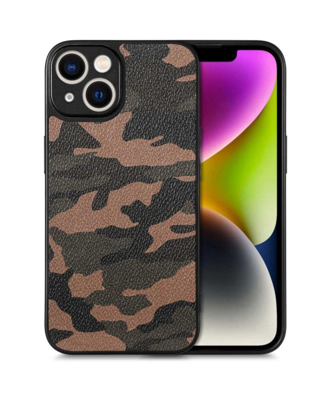 Coque iPhone 14 Simili Cuir Camouflage