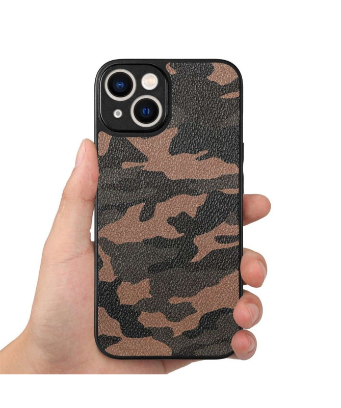 Coque iPhone 14 Simili Cuir Camouflage