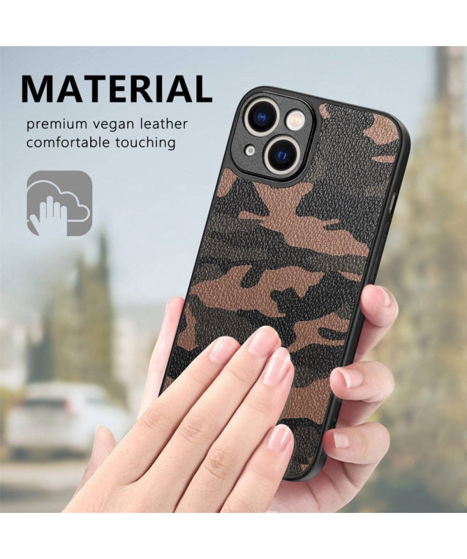 Coque iPhone 14 Simili Cuir Camouflage