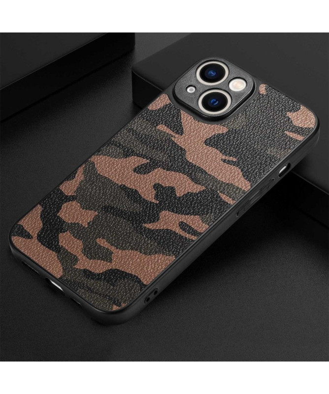 Coque iPhone 14 Simili Cuir Camouflage