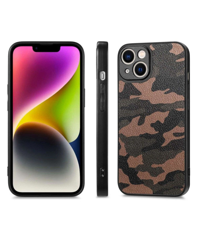 Coque iPhone 14 Simili Cuir Camouflage