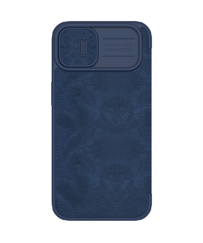 Housse iPhone 14 Qin Series effet cuir avec cache objectif