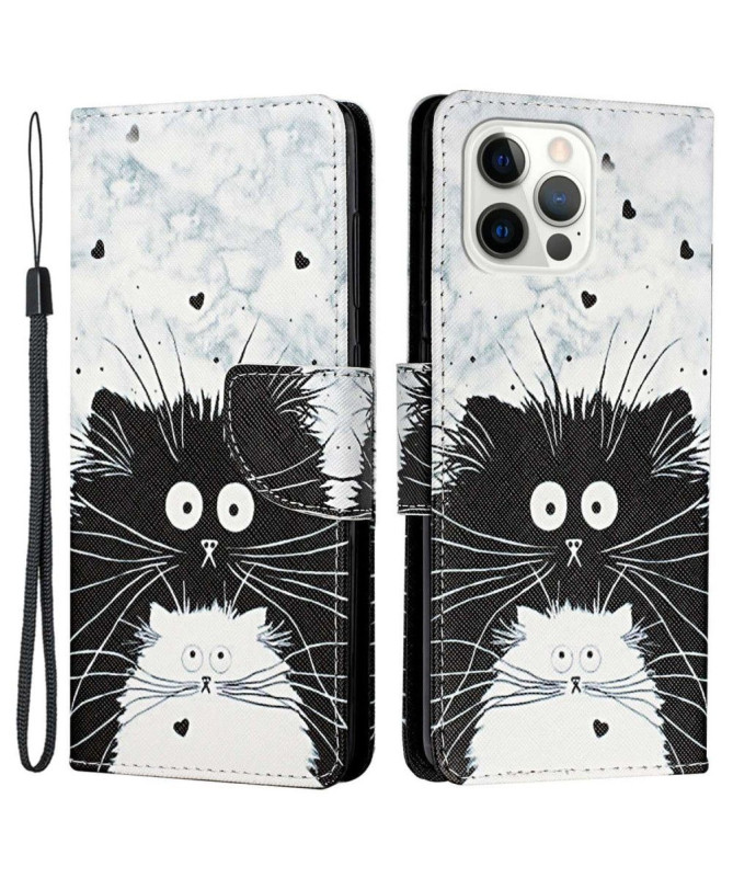 Housse iPhone 14 Pro Max Chats noir et blanc