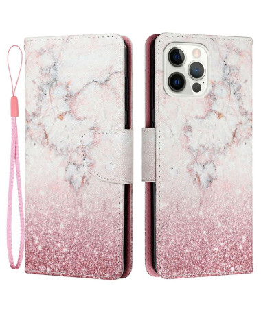 Housse iPhone 14 Pro Max Marbre et Paillettes