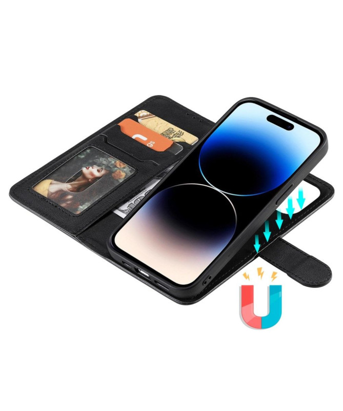 Étui et coque magnétique 2-en-1 simili cuir pour iPhone 14 Pro