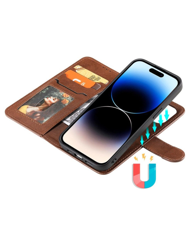 Étui et coque magnétique 2-en-1 simili cuir pour iPhone 14 Pro