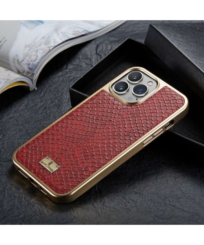 Coque iPhone 14 Pro Simili Cuir Effet Peau de Serpent