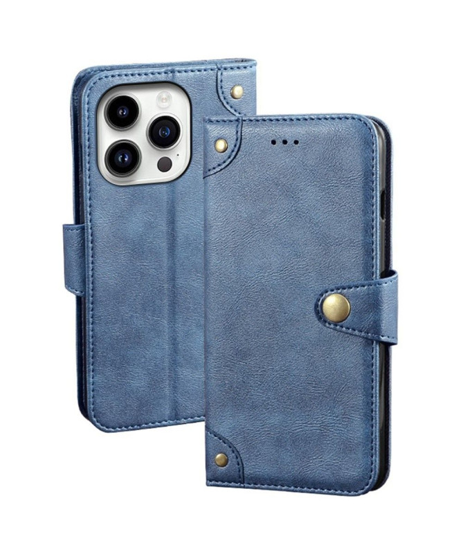 Housse iPhone 14 Pro en simili cuir premium avec rivets