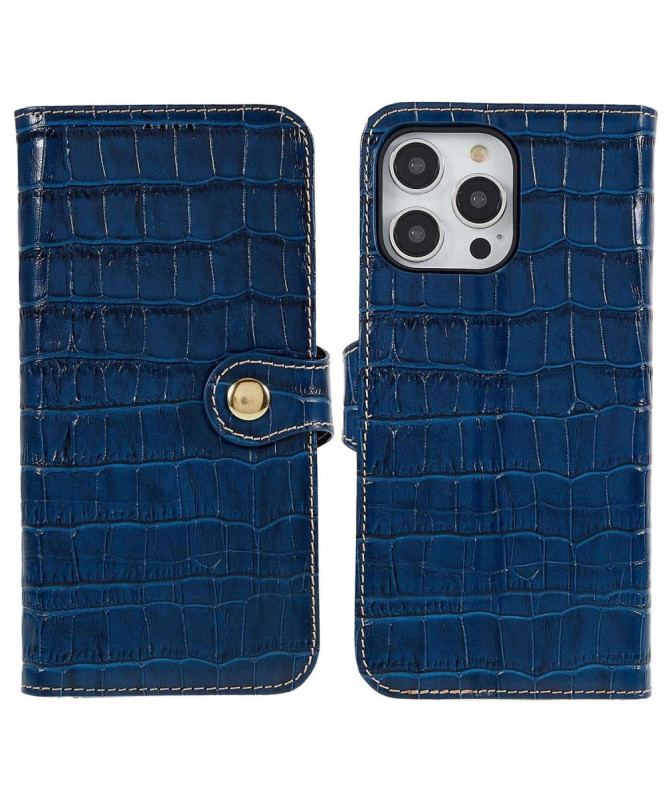 Housse iPhone 14 Pro Cuir véritable aspect croco