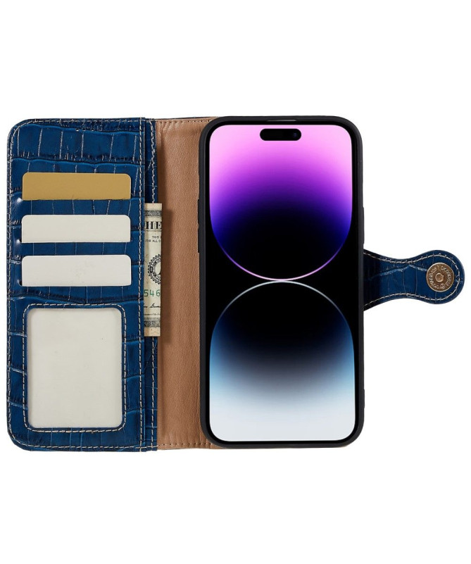 Housse iPhone 14 Pro Cuir véritable aspect croco