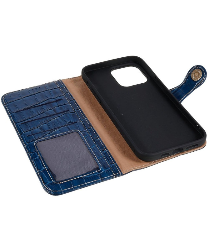 Housse iPhone 14 Pro Cuir véritable aspect croco