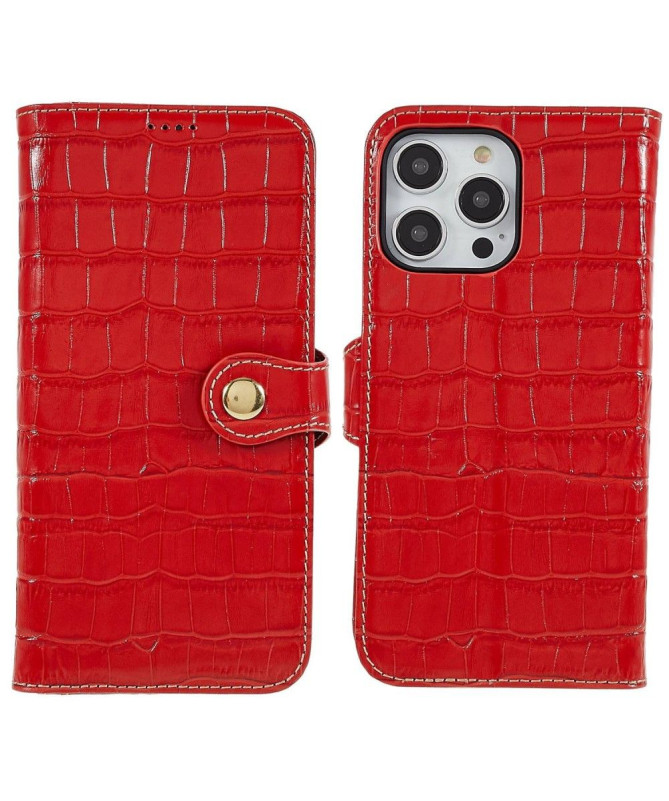 Housse iPhone 14 Pro Cuir véritable aspect croco