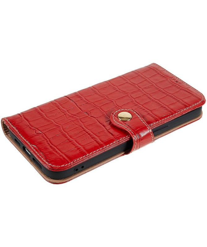 Housse iPhone 14 Pro Cuir véritable aspect croco