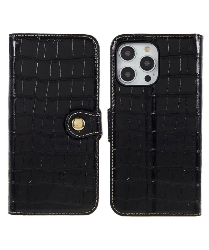 Housse iPhone 14 Pro Cuir véritable aspect croco