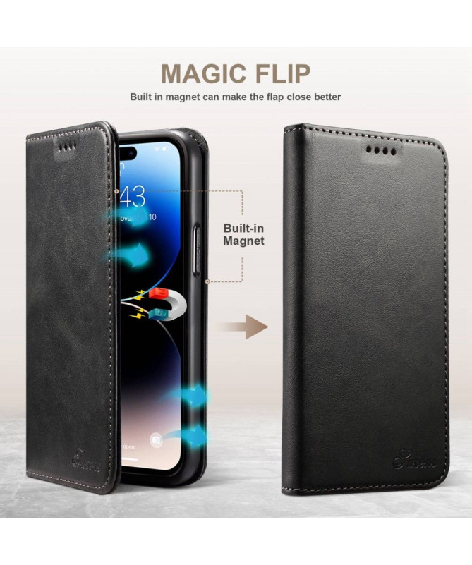 Housse iPhone 14 Pro Max folio flip style cuir
