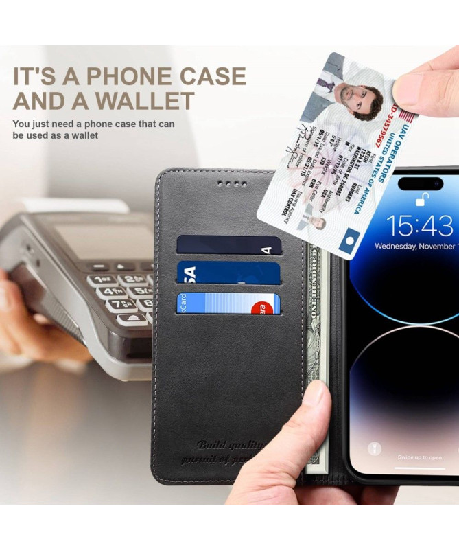 Housse iPhone 14 Pro Max folio flip style cuir
