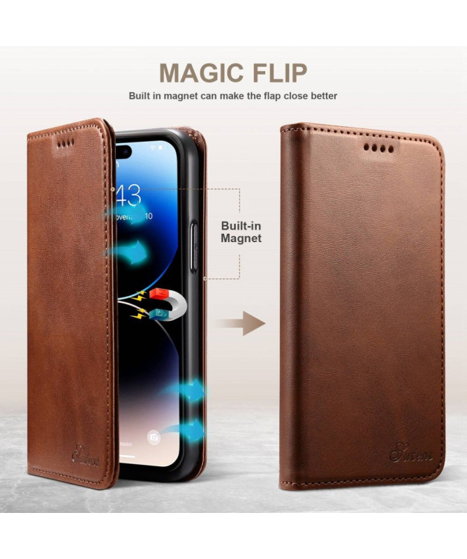 Housse iPhone 14 Pro Max folio flip style cuir