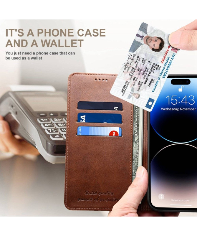 Housse iPhone 14 Pro Max folio flip style cuir