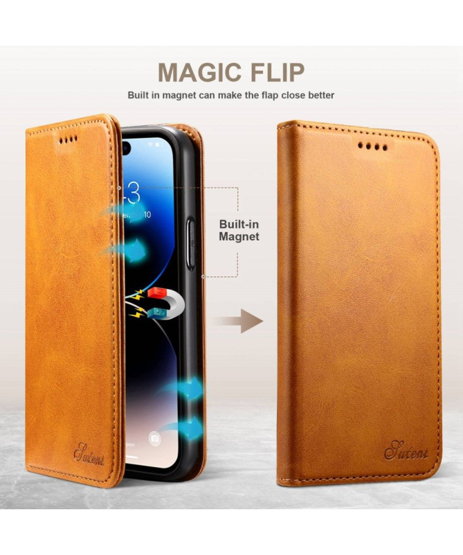 Housse iPhone 14 Pro Max folio flip style cuir