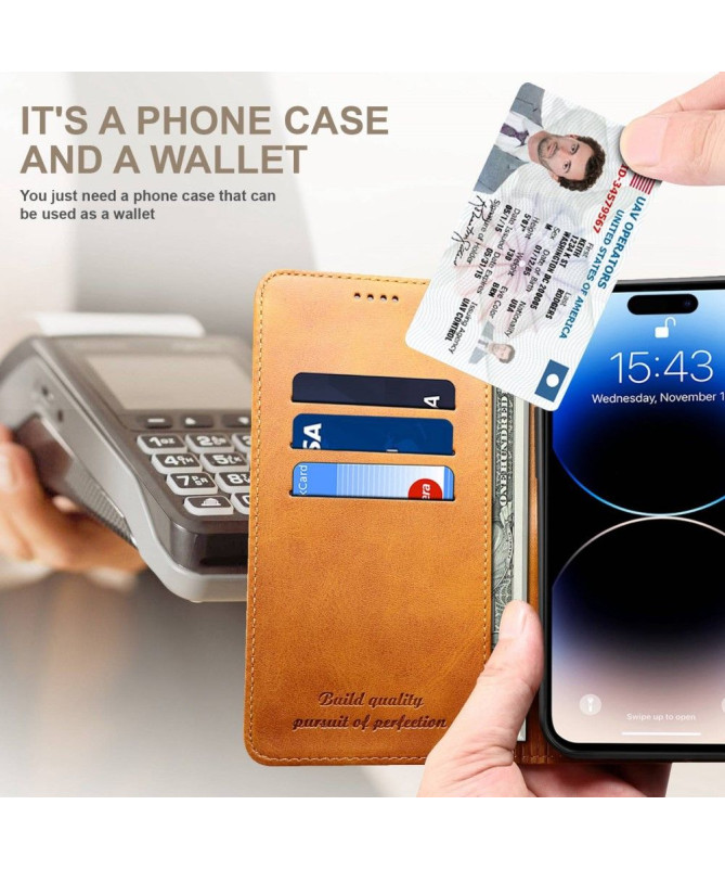 Housse iPhone 14 Pro Max folio flip style cuir