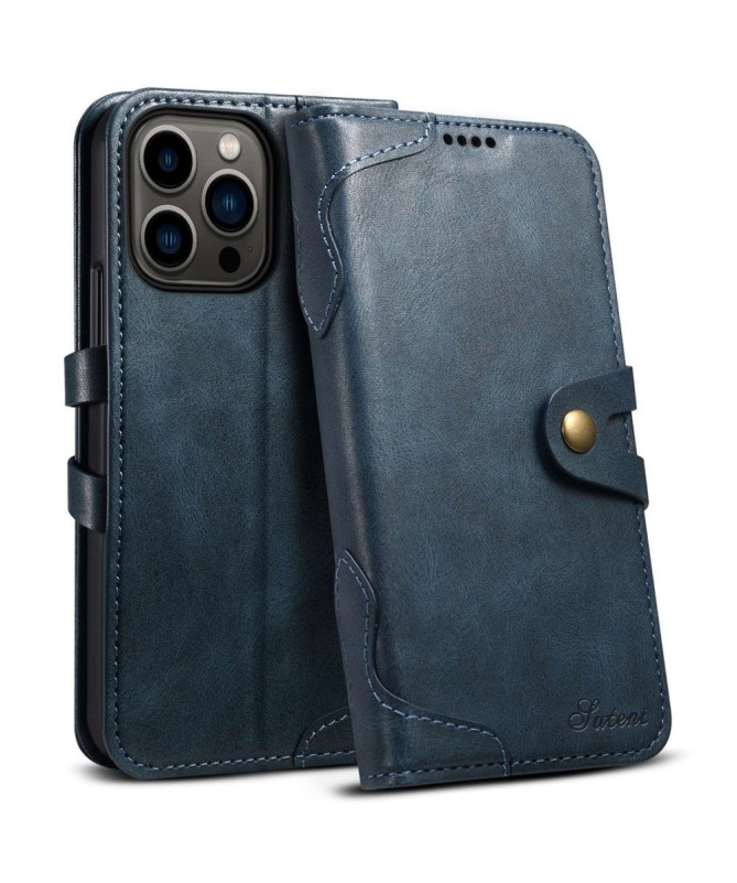 Housse iPhone 14 Pro Max effet cuir coutures SUTENI