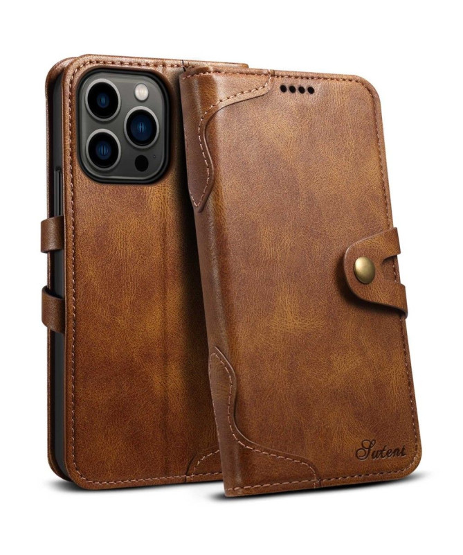 Housse iPhone 14 Pro Max effet cuir coutures SUTENI