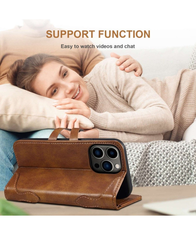 Housse iPhone 14 Pro Max effet cuir coutures SUTENI