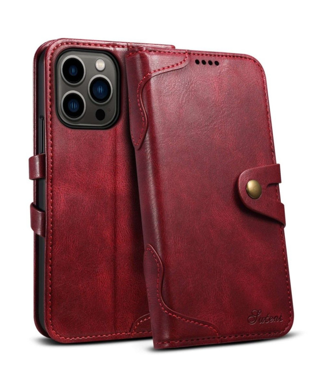Housse iPhone 14 Pro Max effet cuir coutures SUTENI