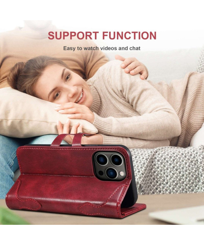 Housse iPhone 14 Pro Max effet cuir coutures SUTENI