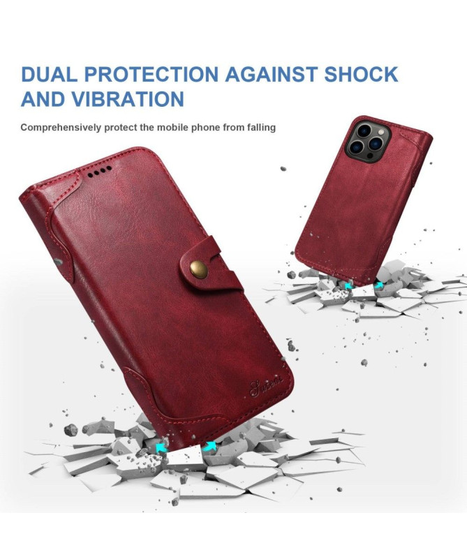 Housse iPhone 14 Pro Max effet cuir coutures SUTENI