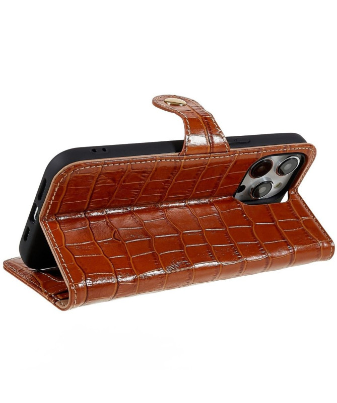 Housse iPhone 14 Pro Max Cuir véritable aspect croco