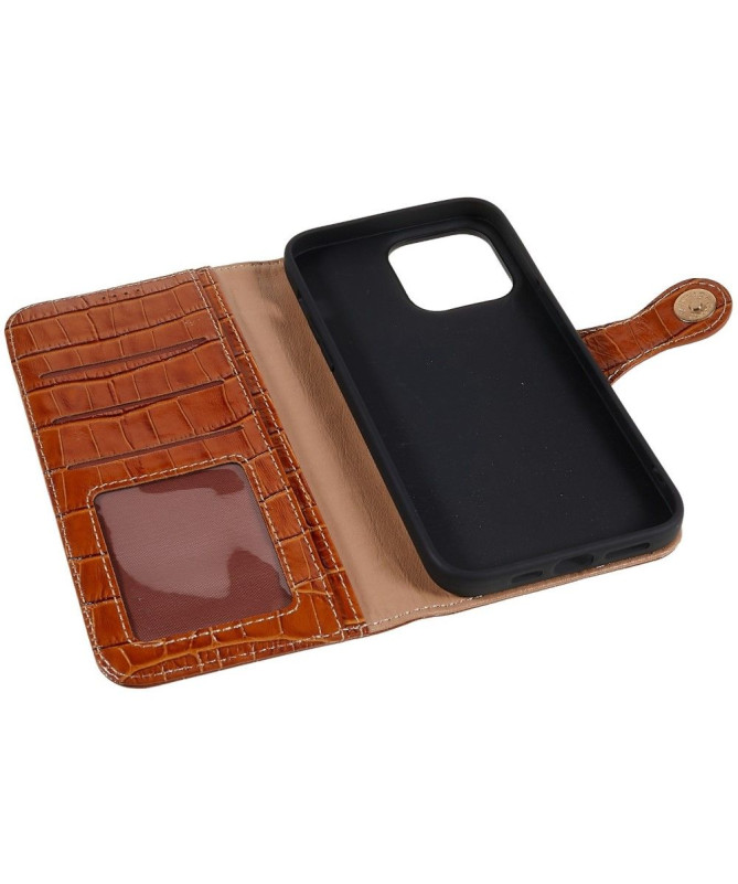 Housse iPhone 14 Pro Max Cuir véritable aspect croco