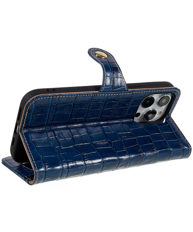 Housse iPhone 14 Pro Max Cuir véritable aspect croco