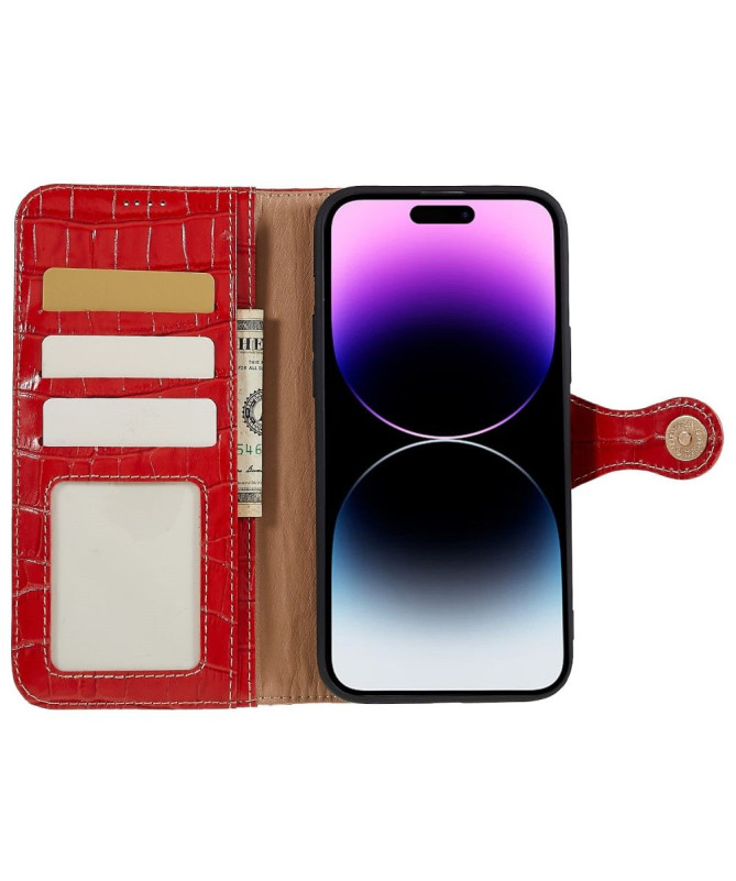 Housse iPhone 14 Pro Max Cuir véritable aspect croco
