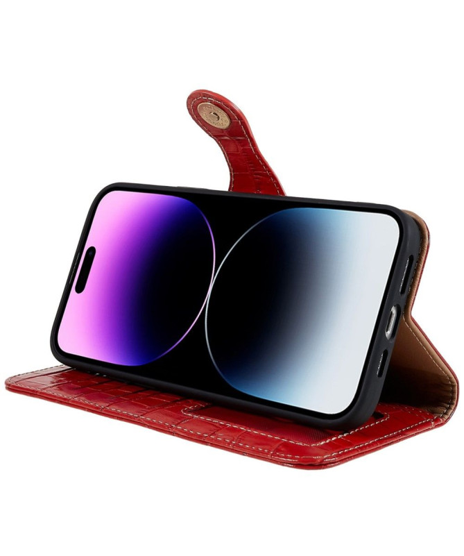 Housse iPhone 14 Pro Max Cuir véritable aspect croco