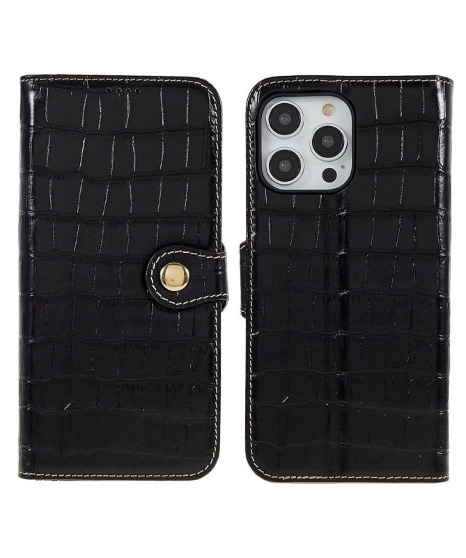 Housse iPhone 14 Pro Max Cuir véritable aspect croco