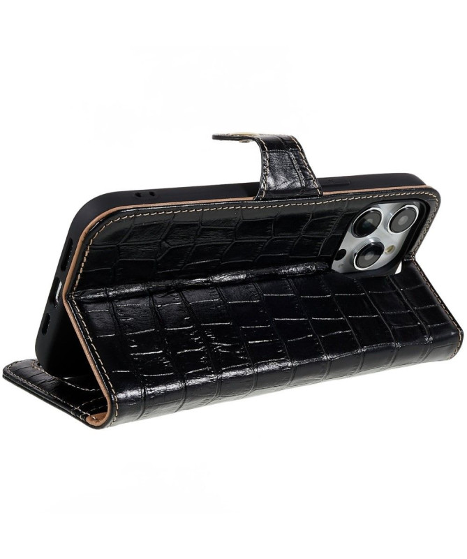 Housse iPhone 14 Pro Max Cuir véritable aspect croco