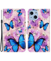 Housse iPhone 14 Papillons bleus et fleurs