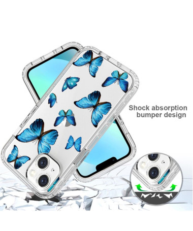 Coque iPhone 14 / 13 Papillons Bleus