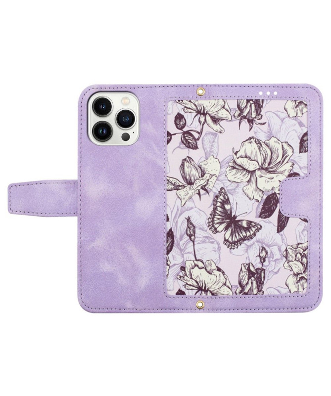 Housse iPhone 15 Fleurs à Lanière