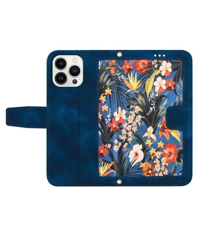 Housse iPhone 15 Fleurs à Lanière