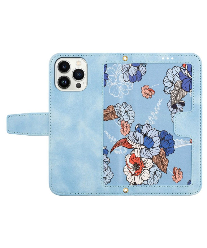 Housse iPhone 15 Fleurs à Lanière