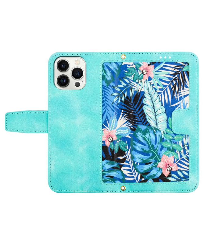 Housse iPhone 15 Fleurs à Lanière