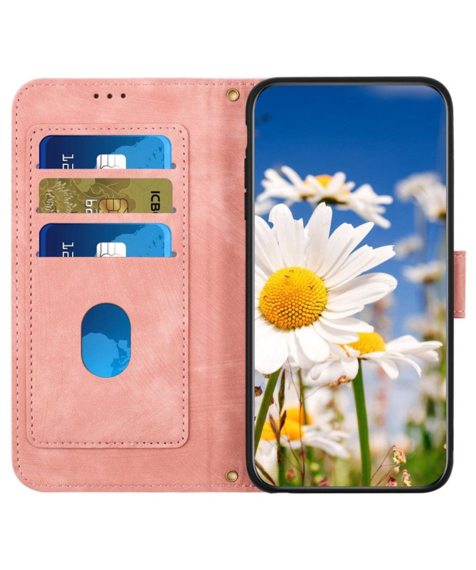 Housse iPhone 15 Fleurs à Lanière