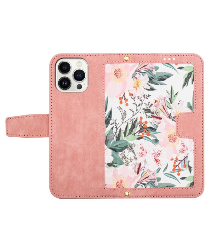 Housse iPhone 15 Fleurs à Lanière