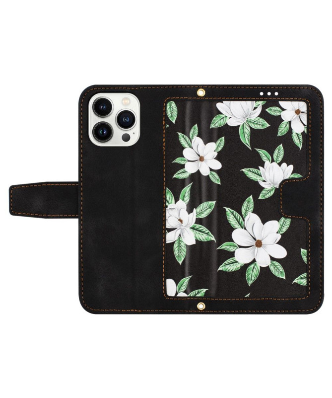 Housse iPhone 15 Fleurs à Lanière