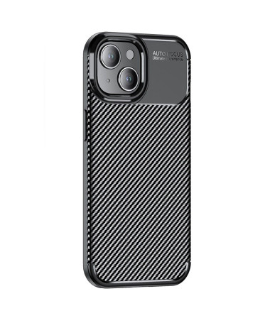 Coque iPhone 15 Plus style fibre de carbone - noir