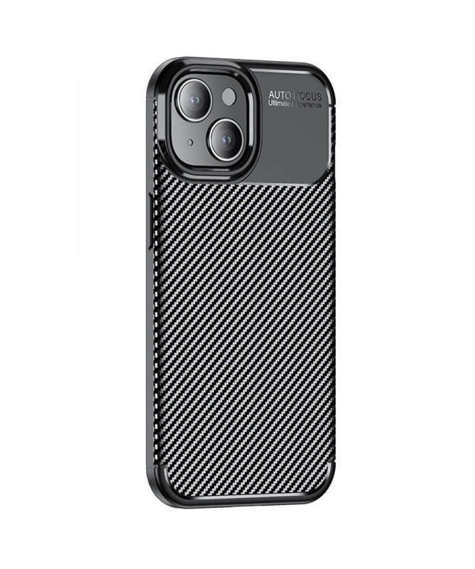 Coque iPhone 15 Plus style fibre de carbone - noir