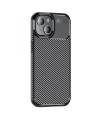 Coque iPhone 15 Plus style fibre de carbone - noir