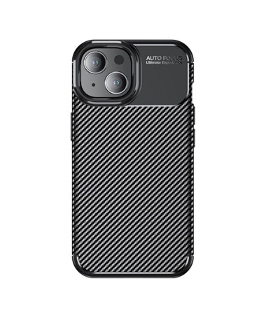 Coque iPhone 15 Plus style fibre de carbone - noir